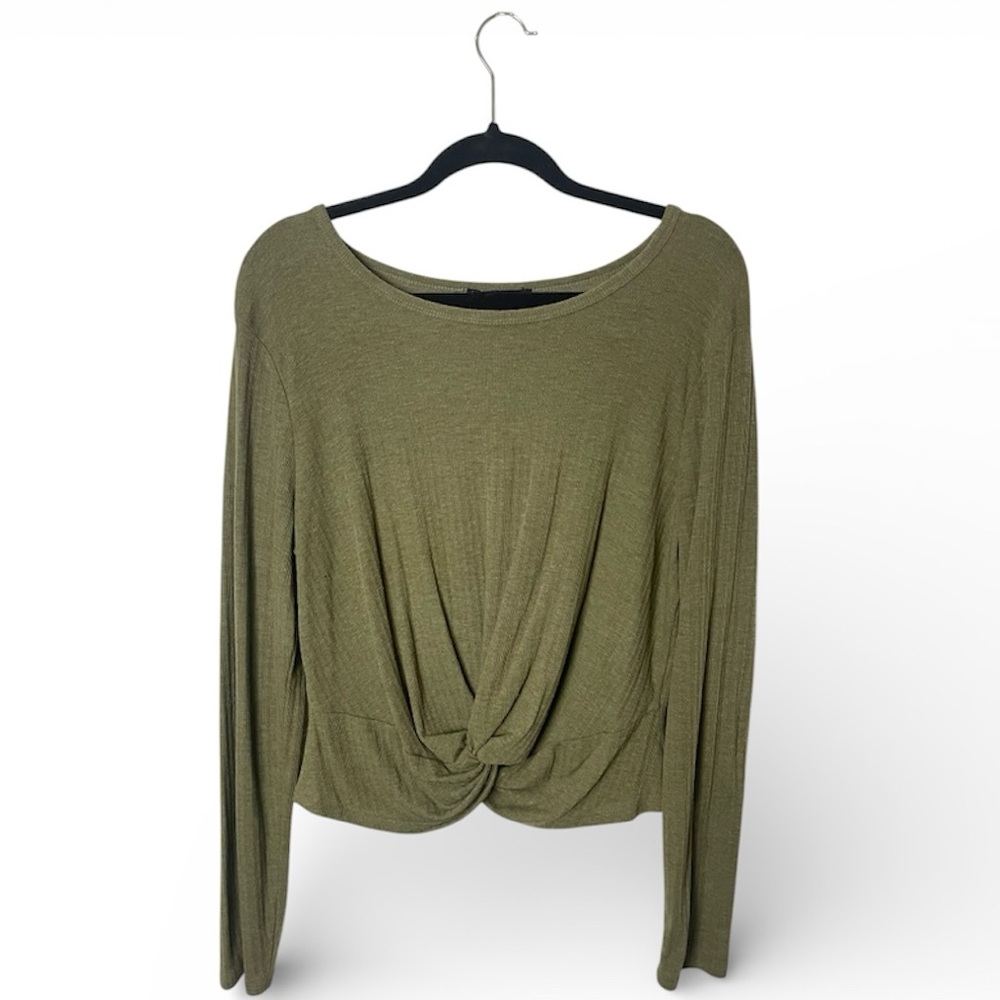 Olive Green Women's Knot Front Top